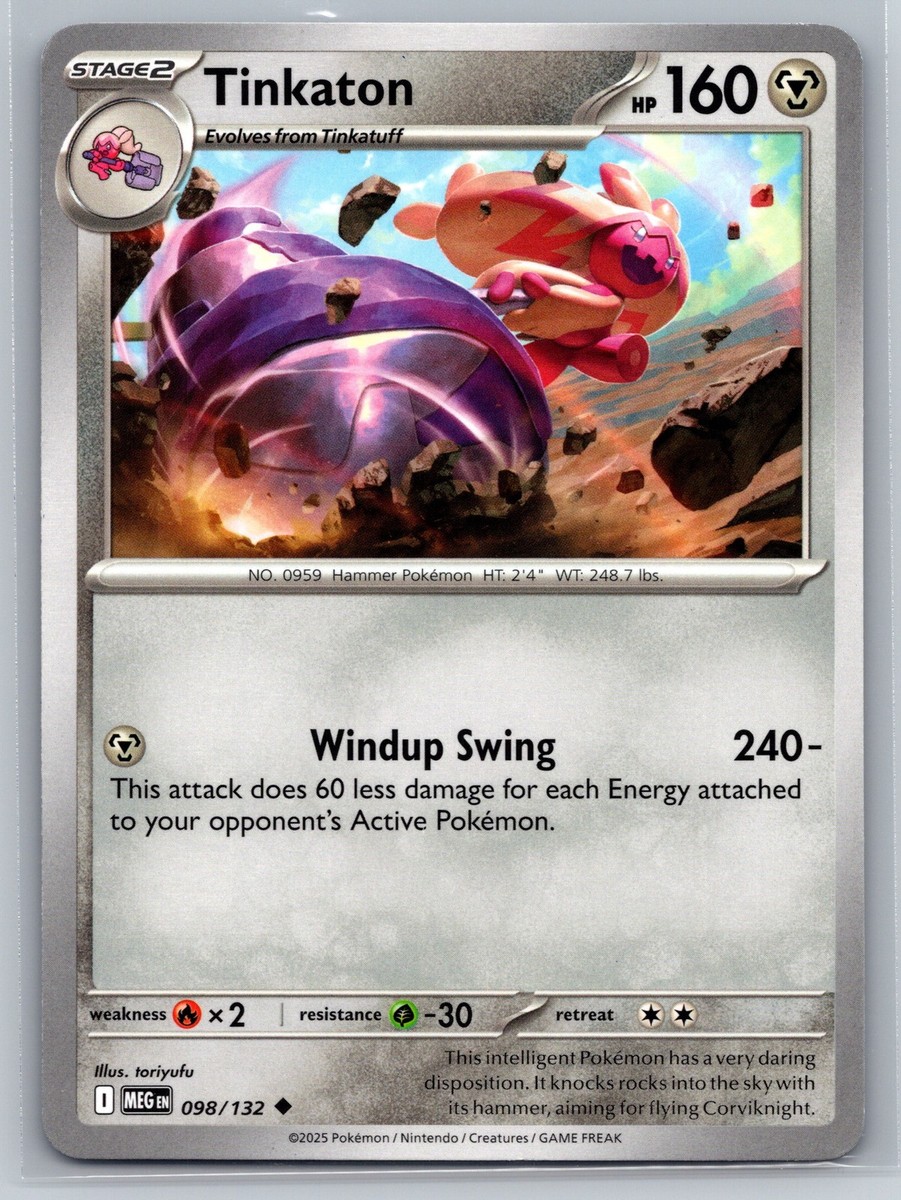 Tinkaton 098/132 Mega Evolution Metal-Type Stage 2 Uncommon Pokemon TCG Card | eBay Tinkaton 098/132 Mega Evolution Metal-Type Stage 2 Uncommon Pokemon TCG Card | eBay