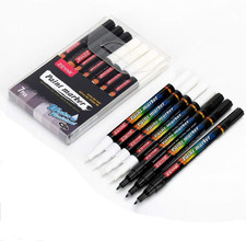 ZEYAR White and Black Acrylic Paint Pen, Water Based, Set of 7, Extra Fine Point