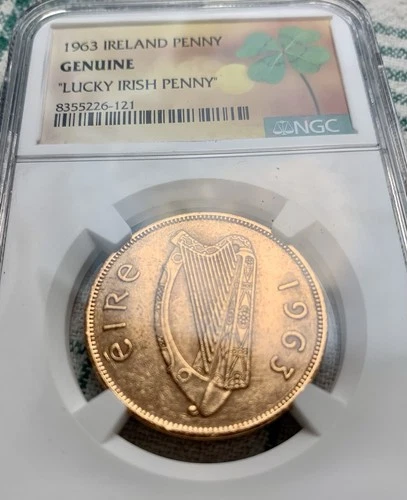 1963 Ireland Penny – NGC Genuine – Lucky Irish Penny