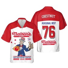 Joey Chestnut Nathan's Hot Dog Eating Contest 2026 Hawaiian Shirt, 4th of July