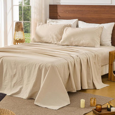 100 French Pure Linen Sheets King Size Breathable and Cooling Flax Sheet Set So
