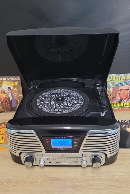 Electrophone BIGBEN TD79 noir métallisé – Radio / CD /Platine tourne disque - Photo 2/4