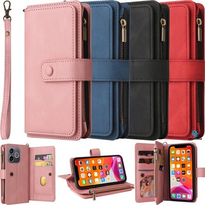Für Huawei P80 P70 Honor 600 500 90 Reißverschluss Leder Wallet Case Handy Hülle