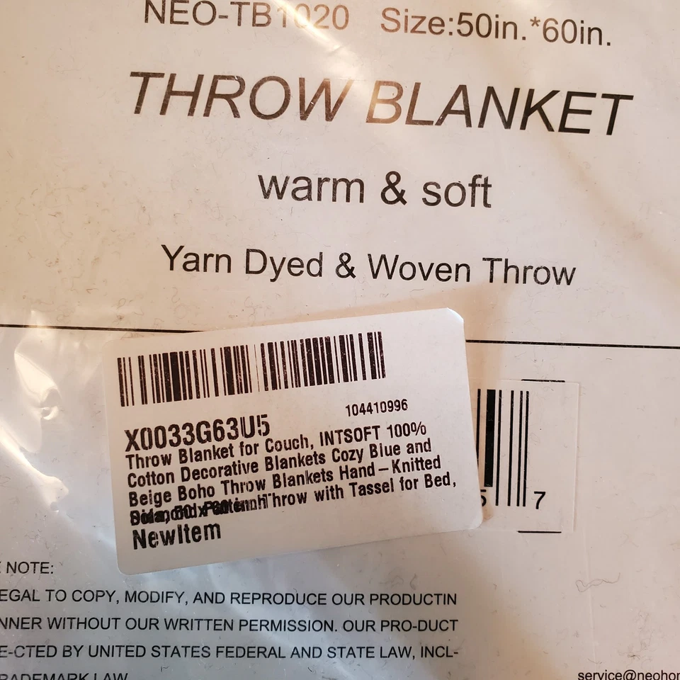 Manta INTSOFT 100% Algodón Hilado de Alta Calidad Teñido y Tejido 50" x 60" Foto 2 de 3