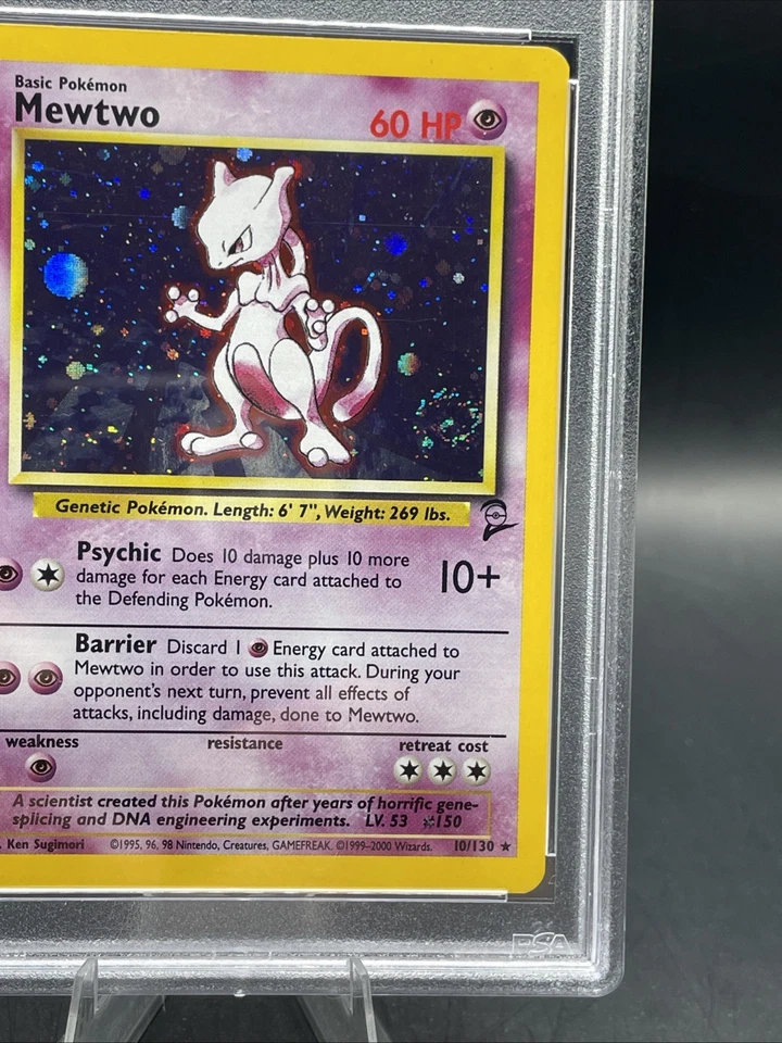 1999 Pokémon TCG Mewtwo Base Set Holo Unlimited Holo Rare Card 10/102 PSA 7 - Image 2 of 3