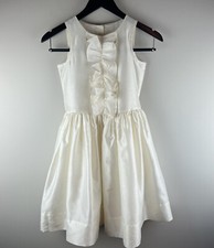 Land  s End Dress Kid  s 10 Girls Sleeveless Off White Ruffled Dress