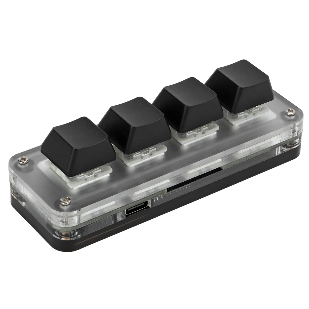 Mini 4-Key Mechanical Gaming Keypad with USB Interface, Compatible with Music Software & OS X, Acrylic FER Design