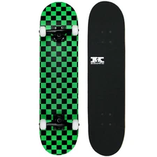 Krown Rookie Skateboard Complete Black/Green Checker 7.75"