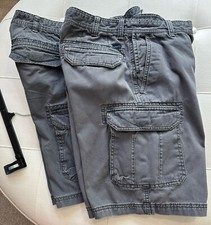 2 pr IZOD Cargo Shorts Men's 32 Cotton Classic Fit Casual Pockets Gray Inseam 10