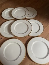 LENOX  1830 / T 17  VINTAGE GOLD TRIM DINNER PLATES SET OF EIGHT WREATH