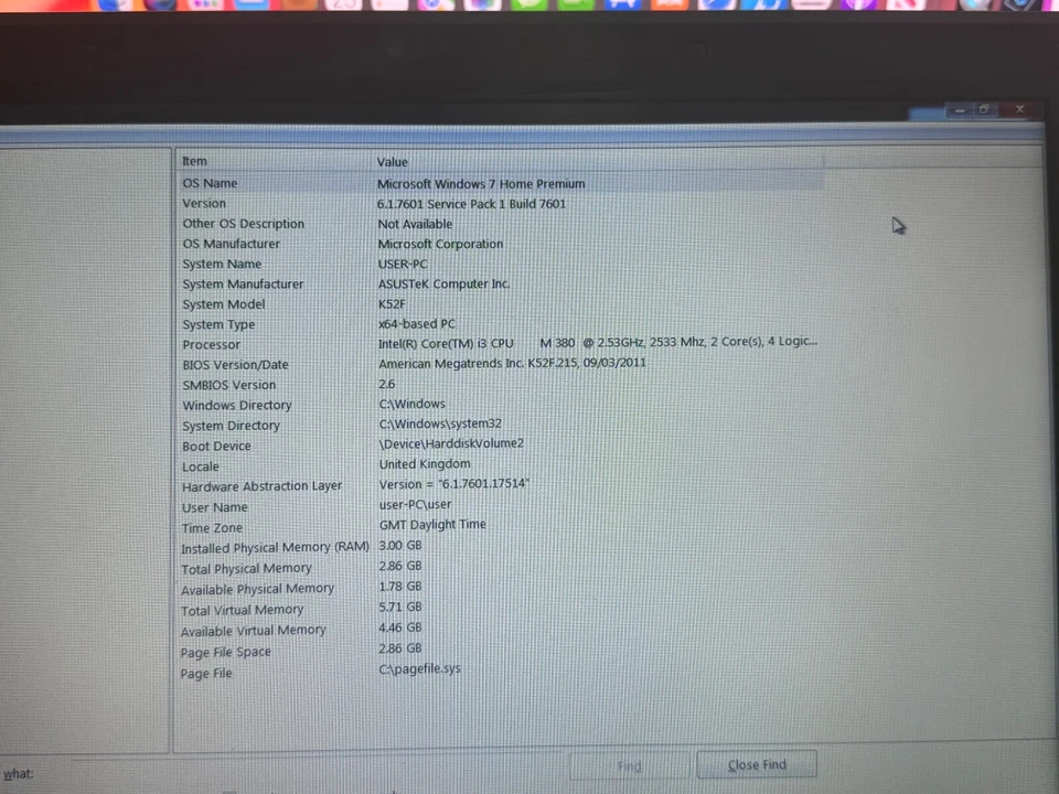 Asus A52F Laptop M380 2.53Ghz 270GB HDD 3GB RAM with bag - Image 3 of 4