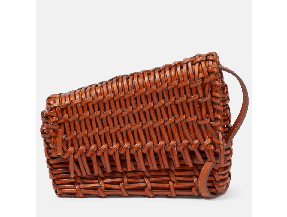 STAUD Acute Woven Leather Crossbody Bag in Tan MSRP$395 SUMMER