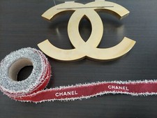 New  1 yard  Chanel  Red  Silver Sheer Holiday Ribbon 