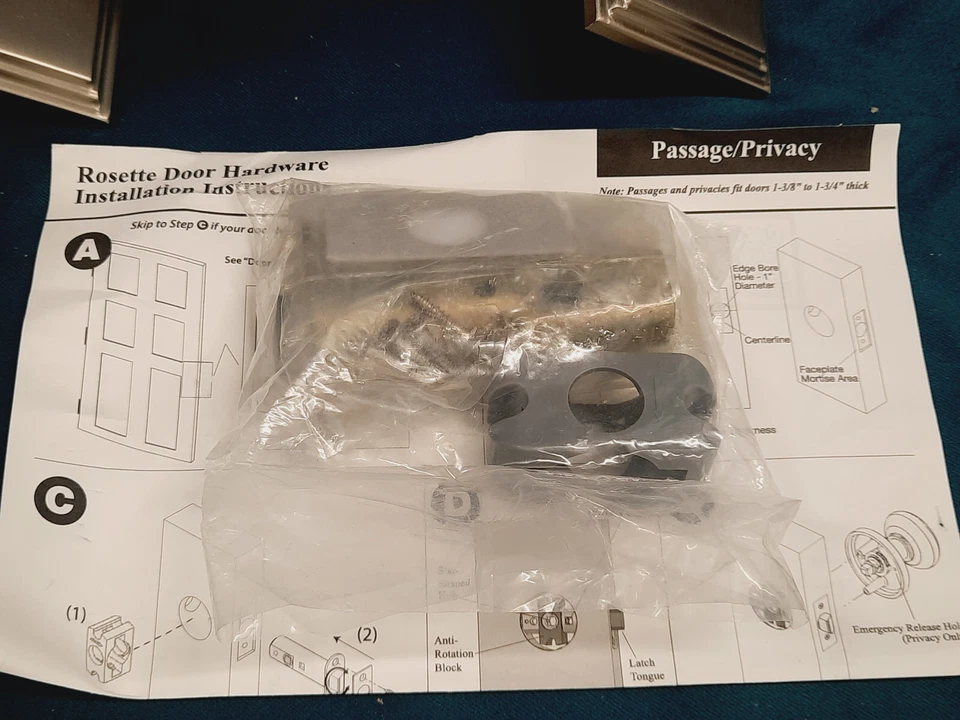 Grandeur 851260 Carre Latón Sólido Juego de Pasaje para Zurdos Níquel Satinado *LEER* Foto 3 de 4