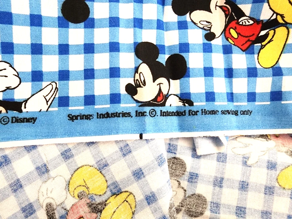 Disney Springs Mickey Mouse On Woven Plaid Cotton Fabric - 3 yards - Image 2 of 2