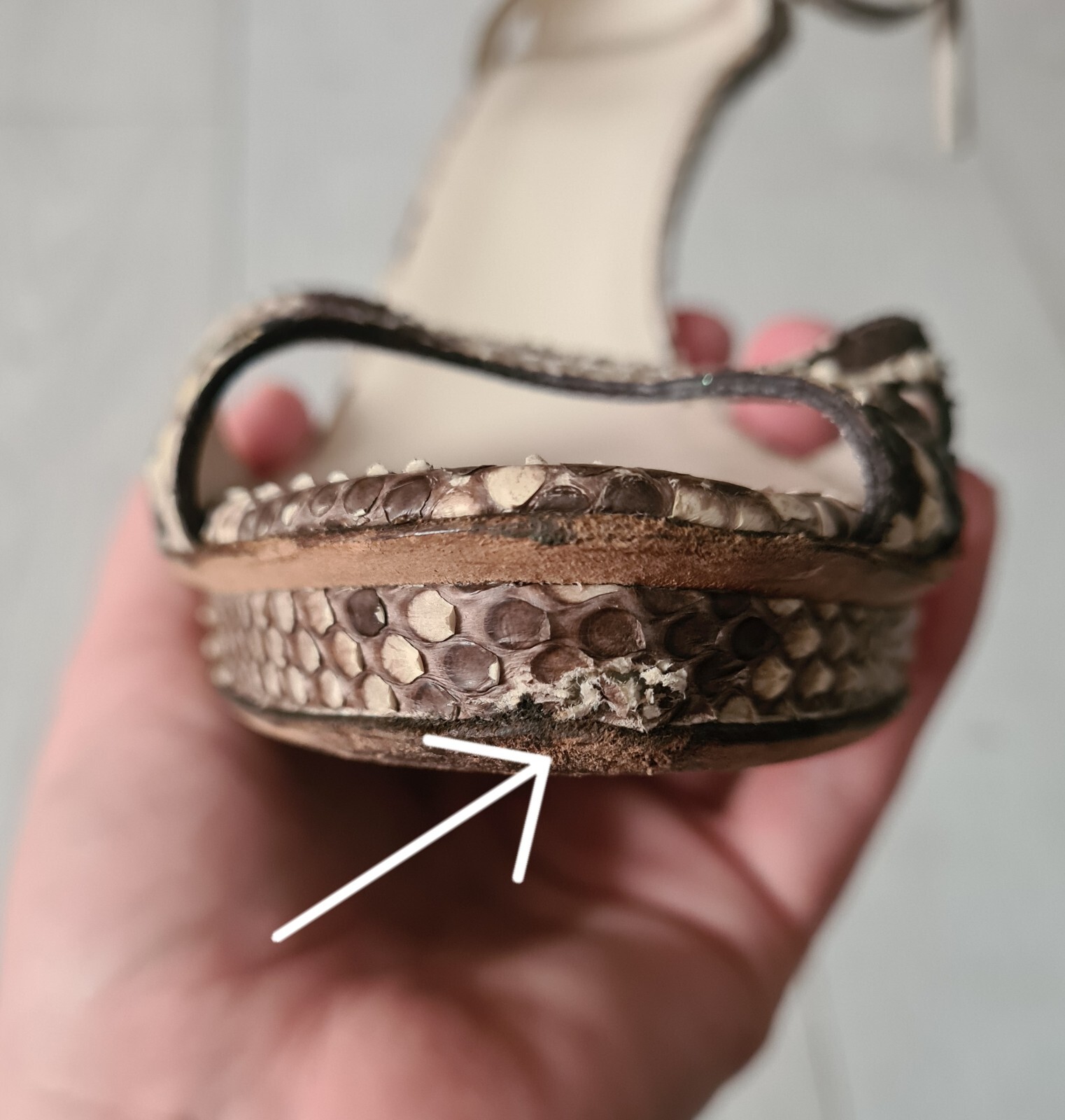 GUCCI BEIGE BROWN PYTHON PLATFORM PEEP TOE ANKLE … - image 10