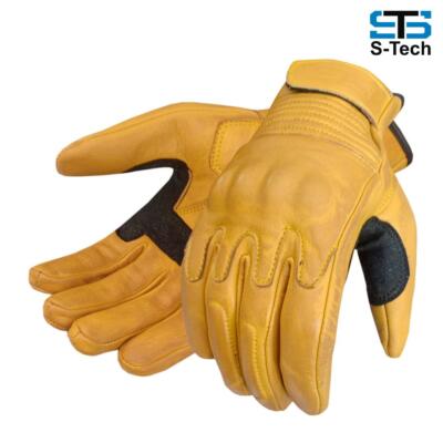 Moto Guanti In Pelle Stechmoto ST 005 Vintage Custom E Caf&eacute; Race