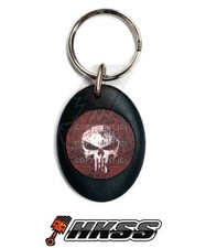 Llavero anillo llavero negro ovalado personalizado ambos lados cada uno - CASTIGAR CALAVERA AJC