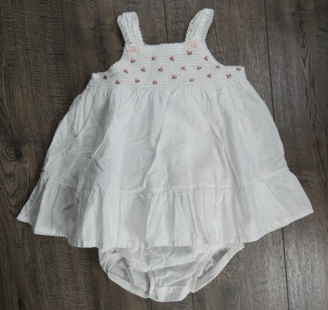 Baby Girl Clothes Vintage Carter's 6 Month 2pc Garden Party White Rose Dress