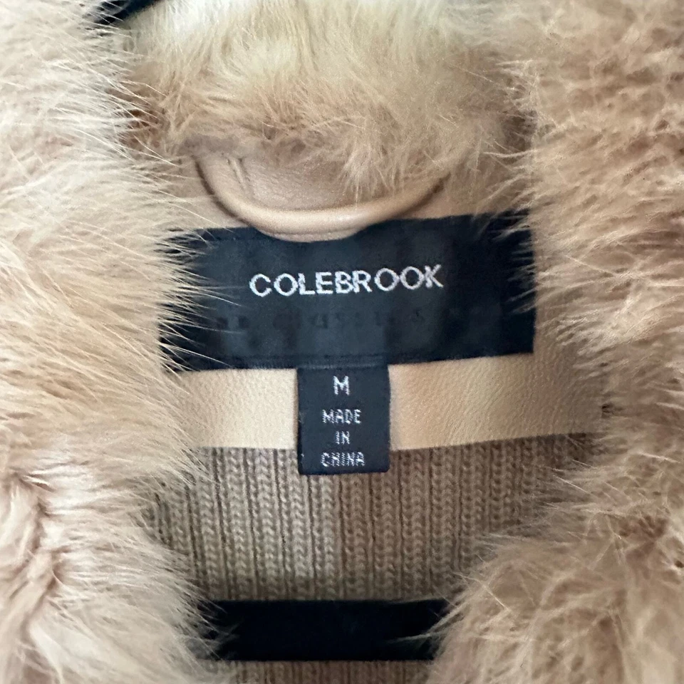 Chaleco de piel Colebrook Y2K conejo tejido cremallera suéter para mujer tostado talla mediana Foto 2 de 4