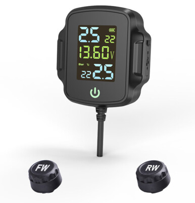 #ad #ad 2 External Sensor Motorcycle Tire Pressure Monitor System W QC 3.0 Fast Charging $33.91