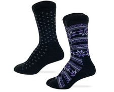 Wrangler Ladies Polka Dot Sweater Pattern Casual Crew Boot Socks 2 Pair Pack