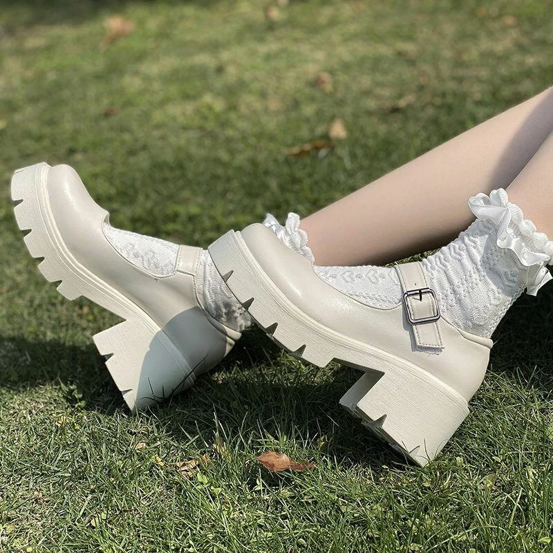 Women Shoes Boots Japanese Style Shoe Vintage High Heel Platform College Student