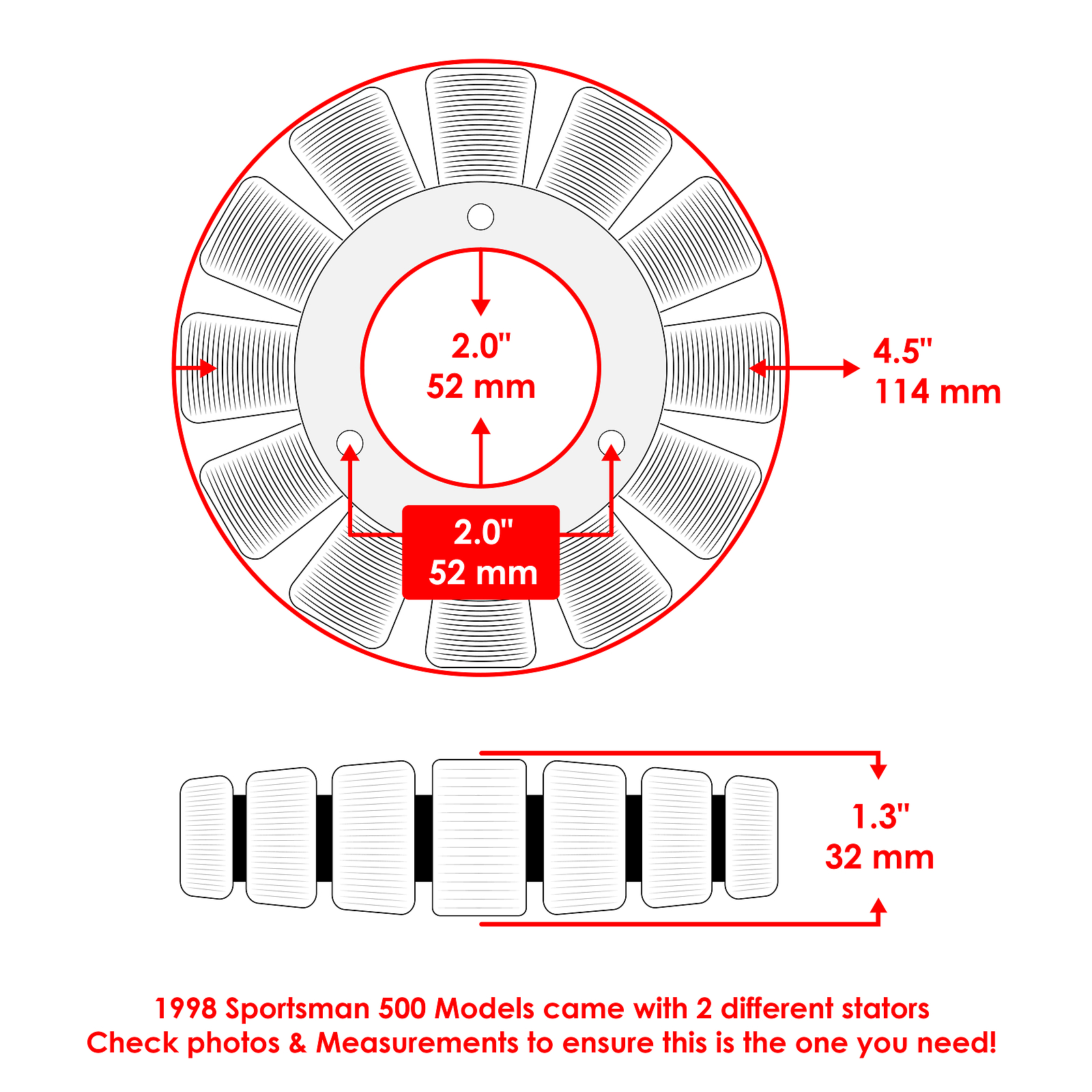 Non-HO Model Stator Stator Magneto For Polaris Sportsman 500 (1998-2001) - New, Fits Standard Models (Not HO) ST110-LAR Part - Foto 12