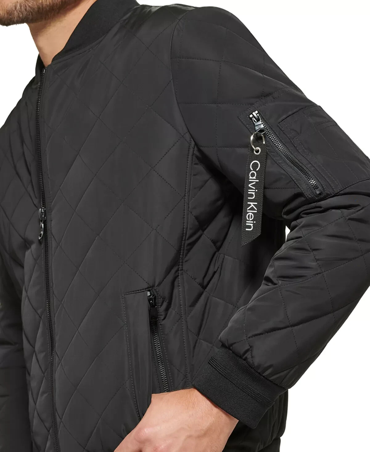 $195 NWT CALVIN KLEIN Men's Black Quilted Baseball Jacket Medium yoc1822 image 4