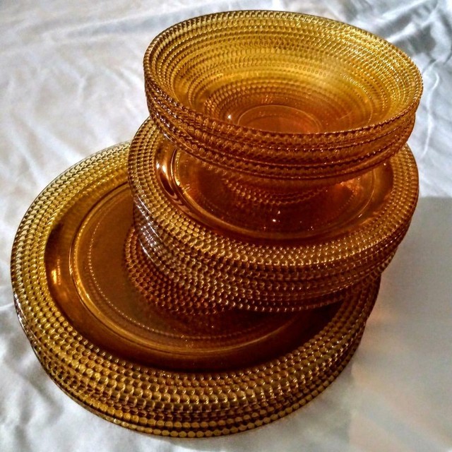 Vintage Amber gold dinnerware set eBay