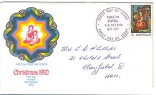 FDC Official Christmas 1970 14 October 1970 Hamilton Central Qld FDI Neat Handwr