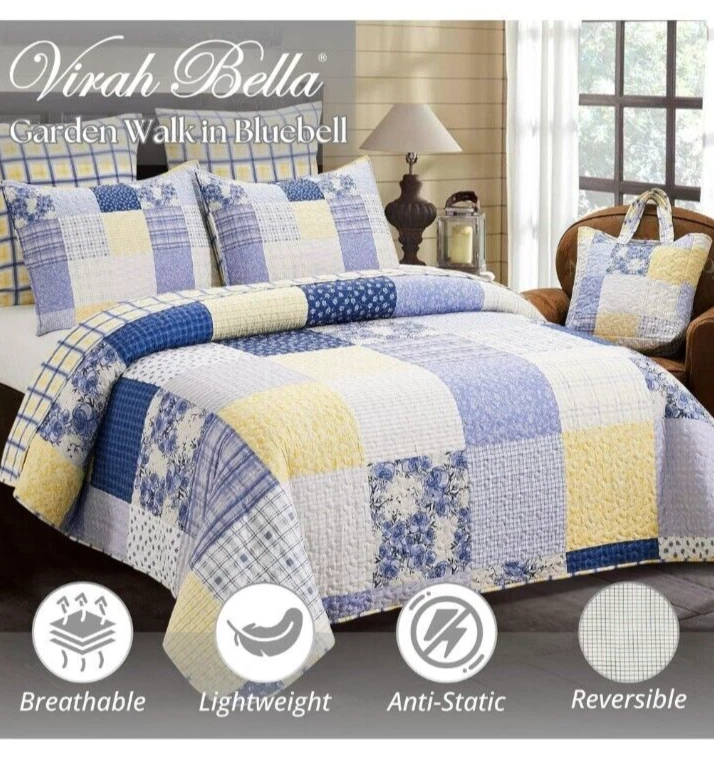 NEW Virah Bella - Full Size Rustic Quilt Set with Matching Tote - King Set - Image 2 of 4