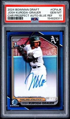 2024 Bowman Draft Josh Kuroda-Grauer Blue Ref. Auto /150 PSA 10 1st Bowman