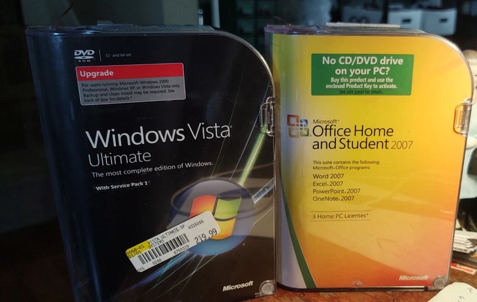 Microsoft Windows Vista Ultimate 32 64 Bit 2-Disc DVD Retail Version Office 2007