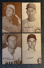 (4) 1963 Red Ink Stat Back Exhibits SANTO HUBBS PINSON PIERSALL Nice Condition