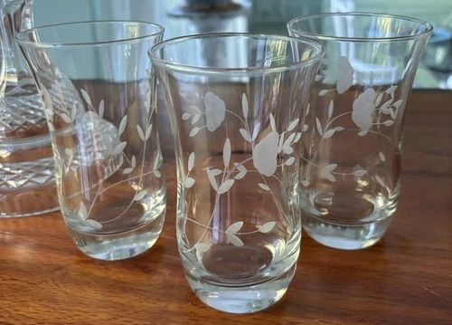 Set Of 3 Princess House Heritage Coolers Etched Crystal Glasses, USA, 6224