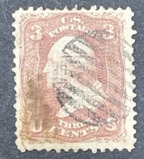 US Scott# 88 3c George Washington, Rose, perf 12, E-Grill