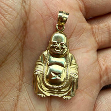 10K Yellow Gold Buddha Pendant Charm, Signed Religious Jewelry, No Stone 2.4 gr
