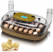 24 Egg Incubator Automatic Turning Humidity Temp Control Water Tank LED Display