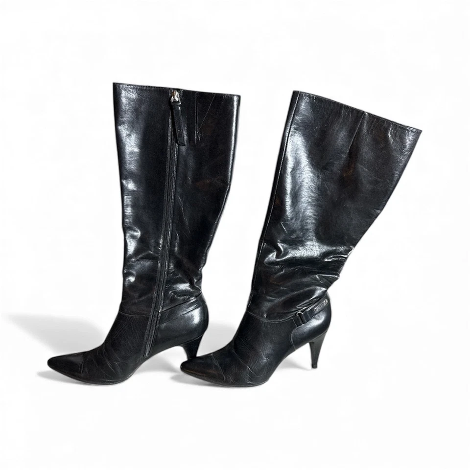 Botas de cuero negras hasta la rodilla Calvin Klein para mujer talla 8M - botas altas de moda Foto 2 de 4
