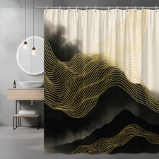 Stylish Black and Gold Shower Curtain for Modern Bathroom Design
