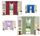 5-Piece Microfiber Blackout Curtain Set w/ 2 Panels and 3 Waterfall Valances R64