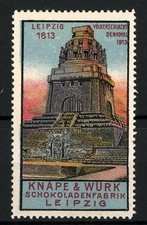 Reklamemarke Leipzig, Knape & Würk Schokoladenfabrik, Völkerschlachtdenkmal 181 