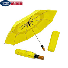 Strongest Windproof Golf Umbrella with Solid Wooden Extra Large, Yellow