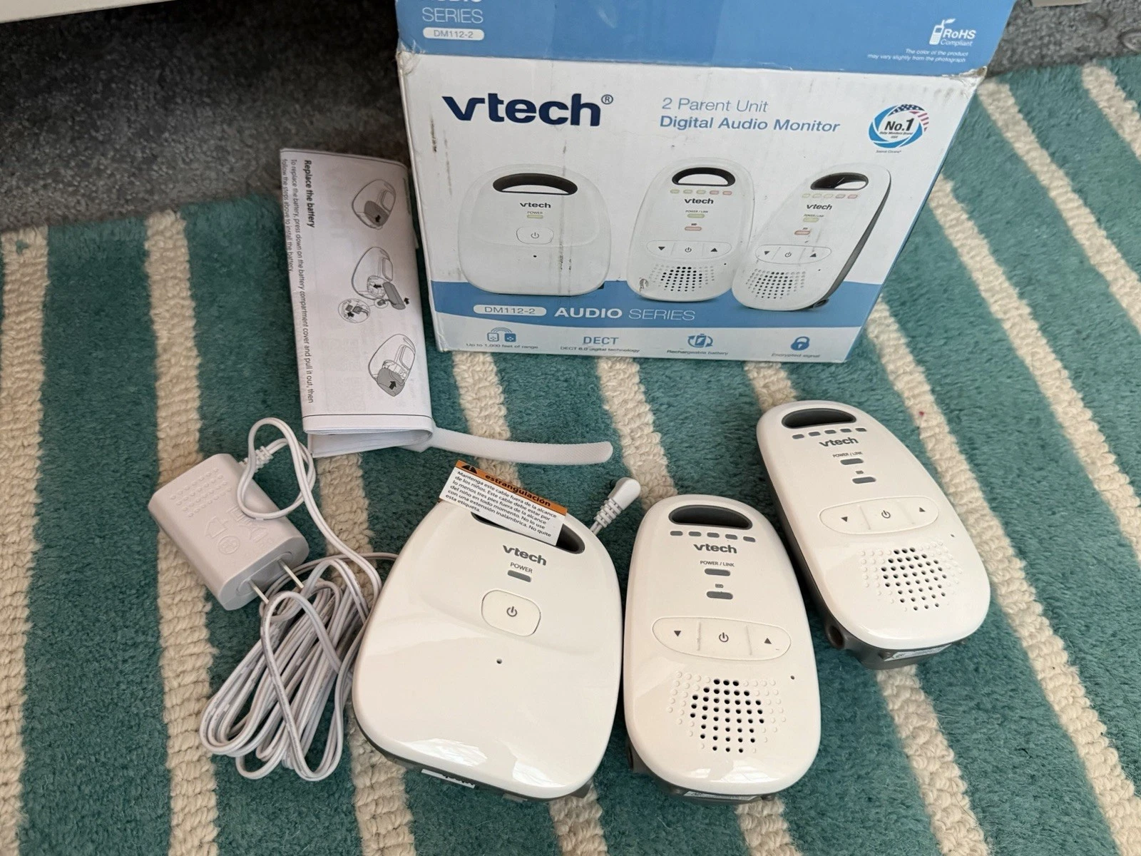 VTech DM112 2 Parent Unit Digital Audio Baby Monitor White