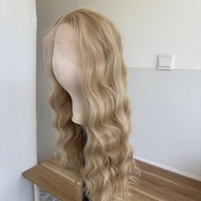 Synthetic Hair Ash Blonde Long Wavy 13x4 Lace Front Wigs Free Part Soft