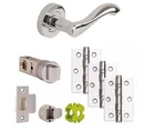 Jigetch Venus Door Handle Pack Polished Chrome – Handle, Latch & 2x3" Hinges