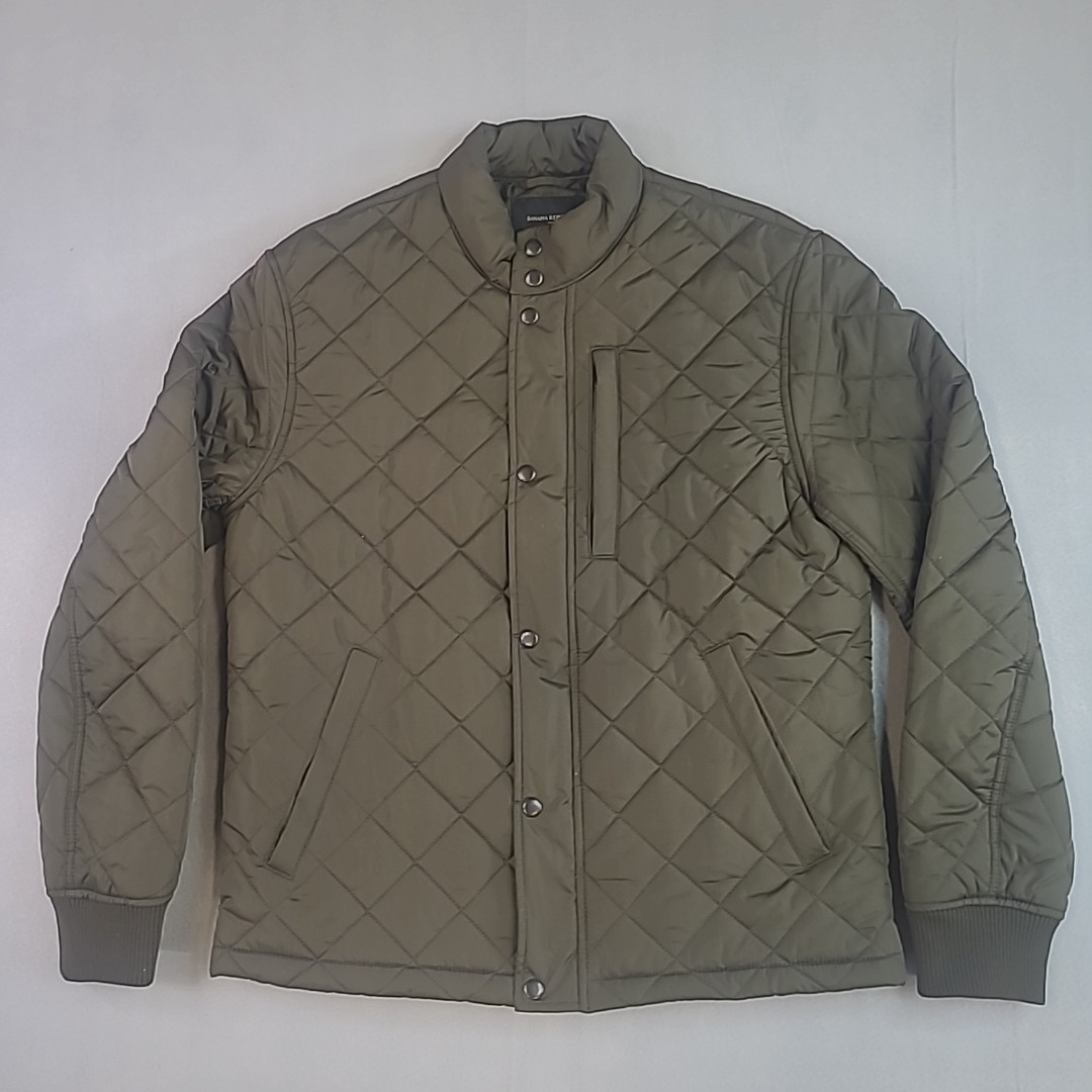 BANANA REPUBLIC Mens Diamond Quilted Army Green Puffer Bomber Jacket Size M