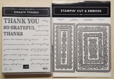 Stampin Up STAMP/DIE SET BUNDLE * ORNATE THANKS * USED- ORNATE LAYERS DIES!