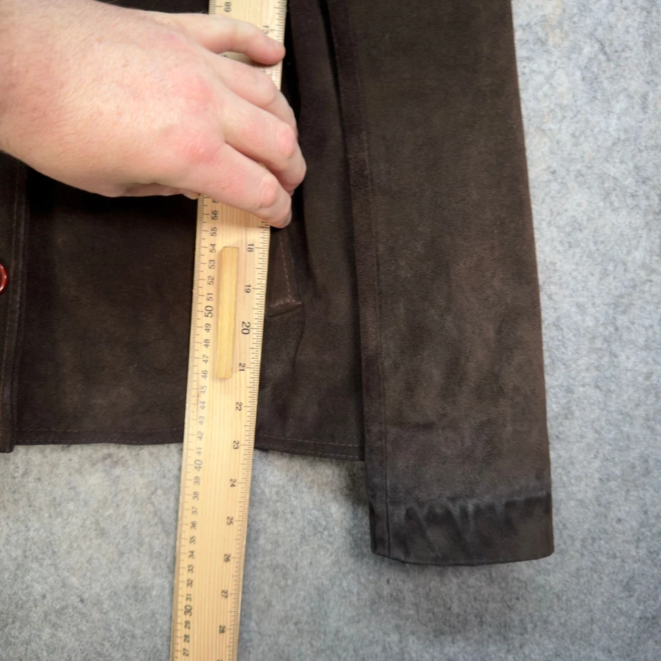 Jaqueta Boden Feminina Tamanho 10 Marrom 100% Couro Bolsos com Botões Forrados com Gola - Imagem 3 de 4